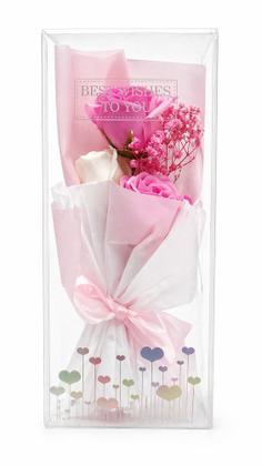 Imagem de Buquê Rosa Artificial Caixa Flores Laço Presente Dia das Mães Namorados Lembrancinha Eventos Revenda Decorativo