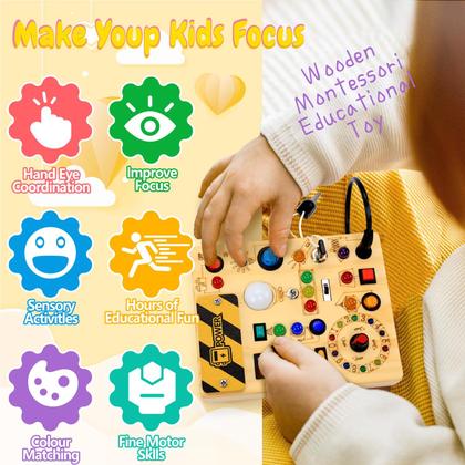 Imagem de Busy Board iHarPro com 13 interruptores de luz LED por mais de 1 ano