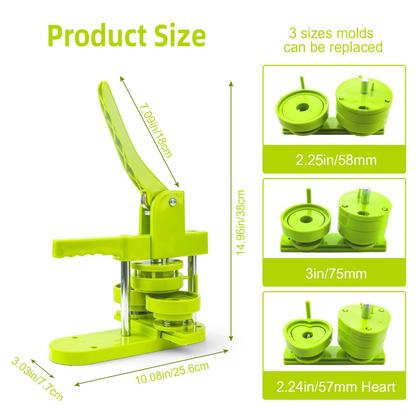 Imagem de Button Maker Machine Craftask de vários tamanhos 58 mm+75 mm+57 x 53 mm