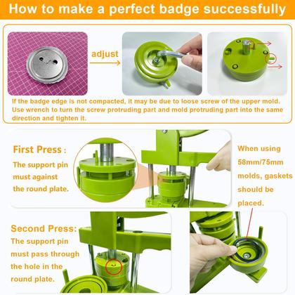 Imagem de Button Maker Machine Craftask de vários tamanhos 58 mm+75 mm+57 x 53 mm