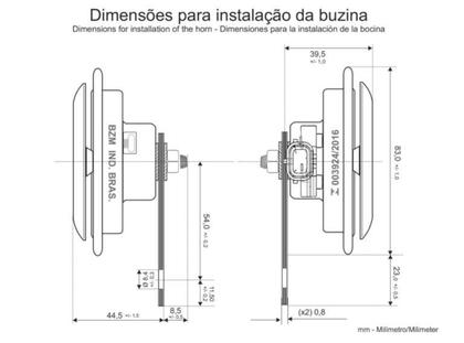 Imagem de Buzina Bibi Individual 12V 350Hz Bzm B77 Hyundai Kia Caoa Ch