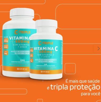 Imagem de C-triple Vitamina C + D e Zinco 100 Comprimidos 500mg