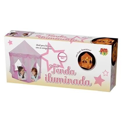 Imagem de Cabana Infantil Com Luzes Tenda Iluminada Barraca Dobrável Princesas Casinha Rosa