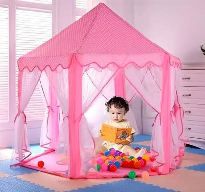 Imagem de Cabana Infantil Com Luzes Tenda Iluminada Barraca Dobrável Princesas Casinha Rosa