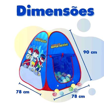 Imagem de Cabaninha Barraca de Bolinhas com 100 Bolas Azul Super Heróis Casinha Meninos
