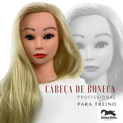 Imagem de Cabeça de Boneca Para Treino 65 cm com Suporte Cabelo Sintético Misto