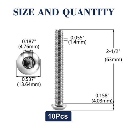 Imagem de Cabeça de botão, soquete, parafusos, parafusos, aço inoxidável SG TZH 304, 18-8, 10 unidades