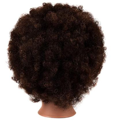 Imagem de Cabeça de manequim N2 African com cabelo 100% humano de 23 cm com suporte