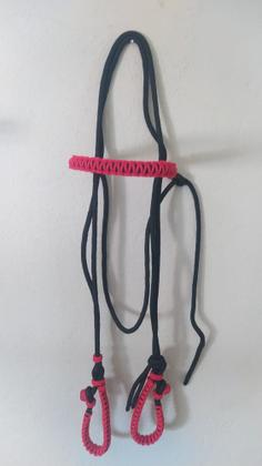 Imagem de Cabeçada Corda Rosa Trançada + Rédea Trançada Para Mula