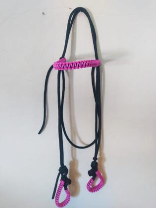 Imagem de Cabeçada Corda Rosa Trançada + Rédea Trançada Para Mula