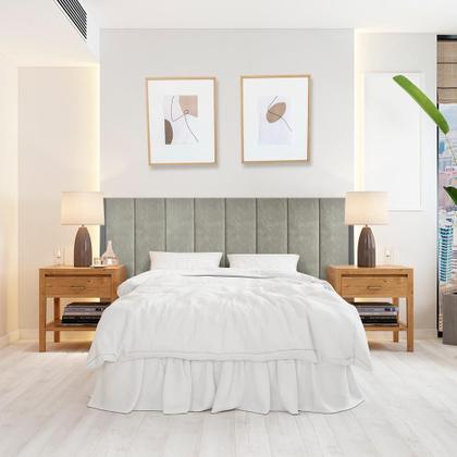 Imagem de Cabeceira Adesiva Modular Estofada Em Suede 60Cmx20Cm 1 Peça
