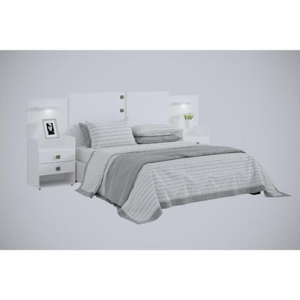 Imagem de Cabeceira Ajustável Casal Queen Rubi com Led e Mesa de cabeceira DDoro