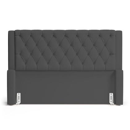 Imagem de Cabeceira Atena Para Cama Box Casal Padrão 140cm Capitonê com Frame Suede Cinza - Desk Design