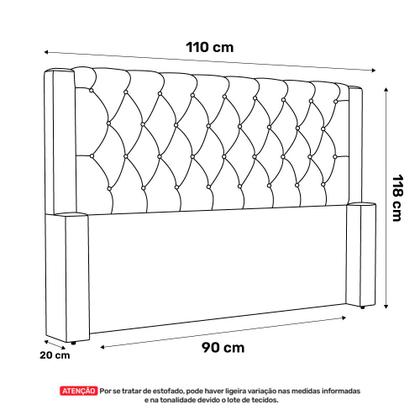 Imagem de Cabeceira Atena Para Cama Box Solteiro 90cm Capitonê com Frame Suede Cinza - Desk Design