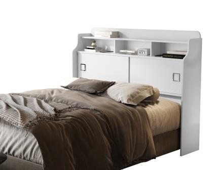 Imagem de Cabeceira Box 1,40 Casal Jessica Branco Com Nicho Prateleira Para Quarto Estilo Moderno MDF
