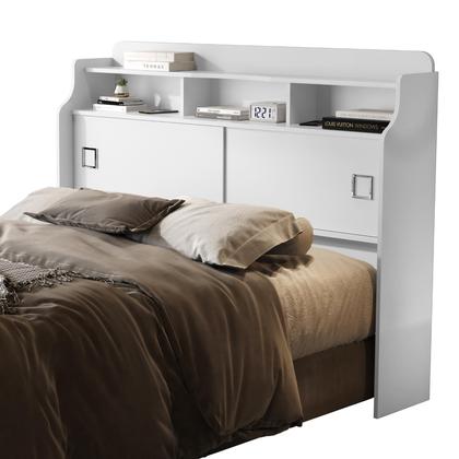 Imagem de Cabeceira Box 1,40 Casal Jessica Branco Com Nicho Prateleira Para Quarto Estilo Moderno MDF