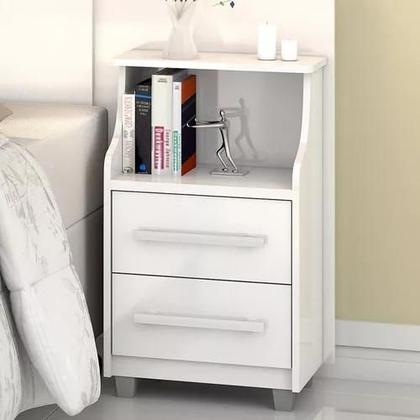 Imagem de Cabeceira Box Cama Casal, Queen ou King Com Mesa de Cabeceira Branco