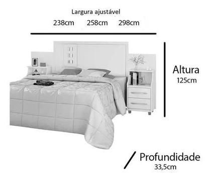 Imagem de Cabeceira Box Cama Casal, Queen ou King Com Mesa de Cabeceira Branco