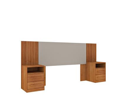 Imagem de Cabeceira Box Casal com 4 Gavetas Ripado Espresso Móveis