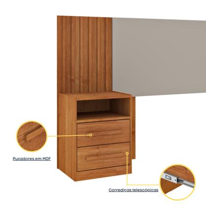 Imagem de Cabeceira Box Casal com 4 Gavetas Ripado Espresso Móveis