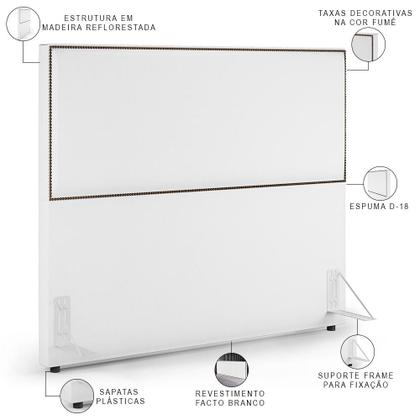 Imagem de Cabeceira Box Casal Com Tachas 160 cm Vicenza L02 Facto Branco - Lyam Decor