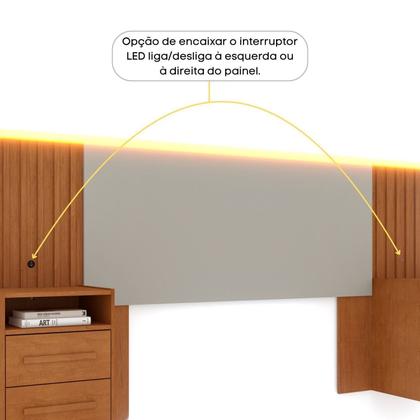 Imagem de Cabeceira Box Casal/Queen Ripado com LED e 4 Gavetas 246cm x 108cm Espresso Móveis
