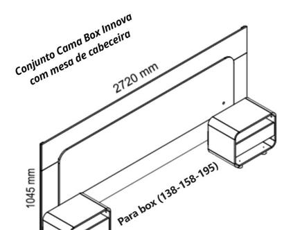 Imagem de Cabeceira Box Casal/Quenn/King com 2 Mesas de Cabeceira com Led Innova - Gelius Móveis - Nature / Off 