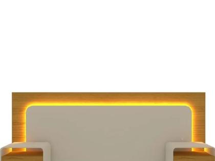 Imagem de Cabeceira Box Casal/Quenn/King com 2 Mesas de Cabeceira com Led Innova - Gelius Móveis - Nature / Off 