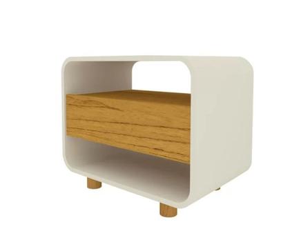 Imagem de Cabeceira Box Casal/Quenn/King com 2 Mesas de Cabeceira com Led Innova - Gelius Móveis - Nature / Off 