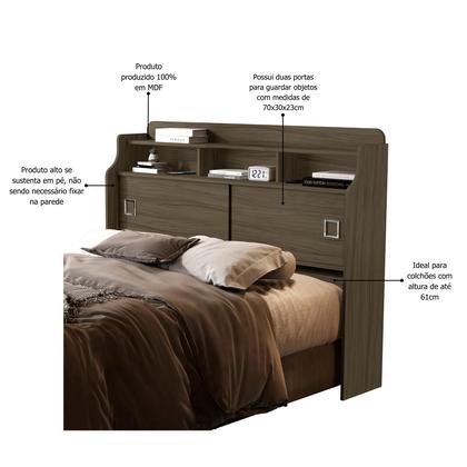 Imagem de Cabeceira Box De Casal Jessica Para Colchão 1,40m Com Prateleira 2 porta design moderno e luxuoso para quarto