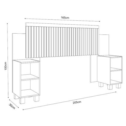 Imagem de Cabeceira Box Mumbai Ripada Ajustável com Nicho Extensível para Cama Casal/queen Off White/naturale