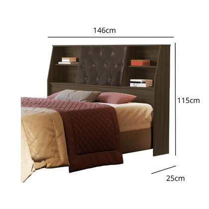 Imagem de Cabeceira Box Para Colchão Casal 1,40 Nubia Castanho Moderno Com Estofado Sued Nogal Para Quarto Design Classico