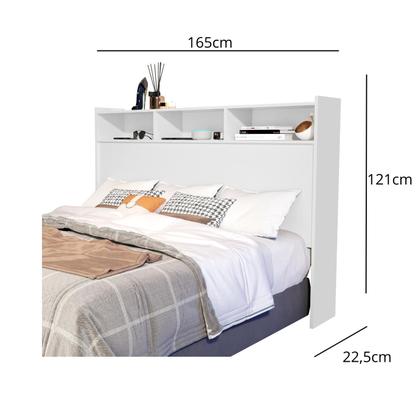 Imagem de Cabeceira Box Queen Melissa 160cm com Nichos para cama Estilo Moderno Alto Padrão Compacta MDF clean