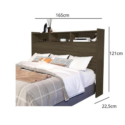 Imagem de Cabeceira Box Queen Melissa 160cm com Nichos para cama Estilo Moderno Alto Padrão Compacta MDF clean