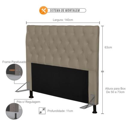 Imagem de Cabeceira Cama Box Casal 140cm Cristal material sintético Areia - JS Móveis