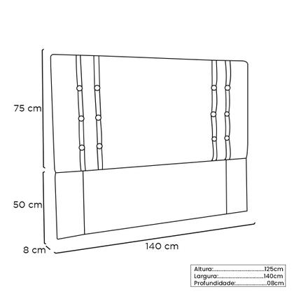 Imagem de Cabeceira Cama Box Casal 140cm e Recamier Gênova Suede S04 - D'Rossi