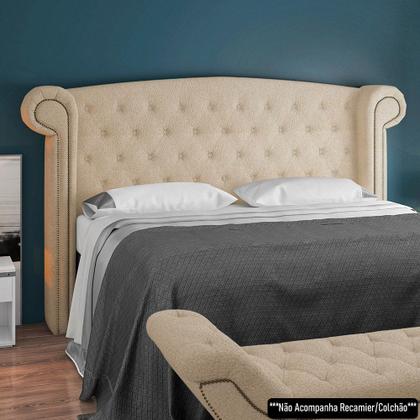 Imagem de Cabeceira Cama Box Casal 140cm Provença P02 Bouclé Bege - Mpozenato