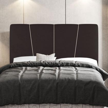 Imagem de Cabeceira Cama Box Casal Amber 140cm Estofada Suede Marrom - Desk Design