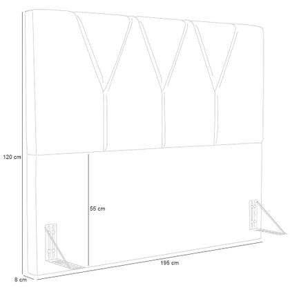 Imagem de Cabeceira Cama Box Casal  King 195 cm Aurora W01 Suede Marrom - Lyam Decor