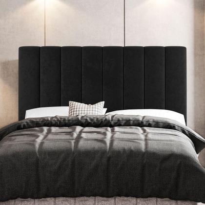 Imagem de Cabeceira Cama Box Casal King Size Cora 195cm Suede Preto