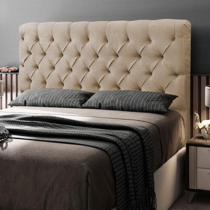 Imagem de Cabeceira Cama Box Casal King Size Lylla 195cm Capitonê com Frame Suede Bege - Desk Design