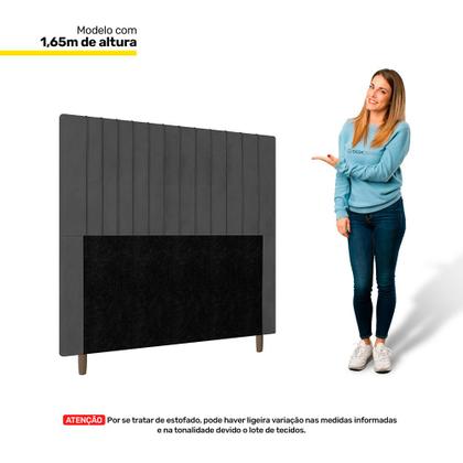 Imagem de Cabeceira Cama Box Casal King Size Nala 195cm Suede Cinza - Abmaza