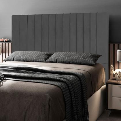 Imagem de Cabeceira Cama Box Casal King Size Nala 195cm Suede Cinza - Abmaza