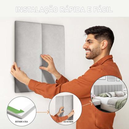 Imagem de Cabeceira Cama Box Casal Kit C/ 7un Modulos Adesivo Dubai