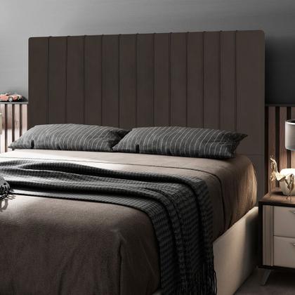 Imagem de Cabeceira Cama Box Casal Nala 140cm Suede Marrom - Abmaza