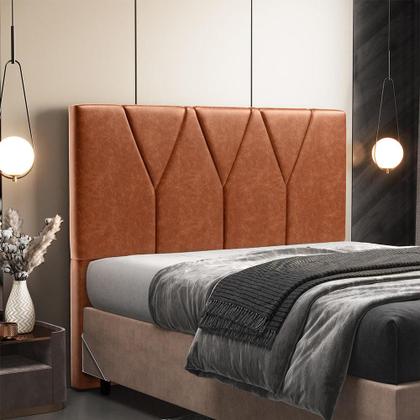 Imagem de Cabeceira Cama Box Casal Queen 160 cm Aurora W01 Tecido Sintético Camel - Lyam Decor