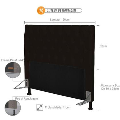 Imagem de Cabeceira Cama Box Casal Queen 160cm Cristal material sintético Marrom