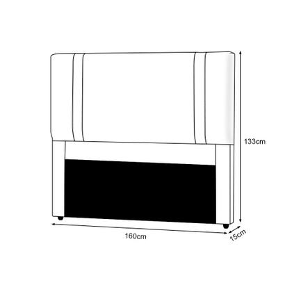 Imagem de Cabeceira Cama Box Casal Queen Alça em Couro Zeus 160cm Estofada Veludo Preto