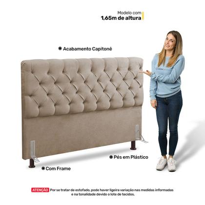 Imagem de Cabeceira Cama Box Casal Queen Size Lylla 160cm Capitonê com Frame Suede Bege - Abmaza