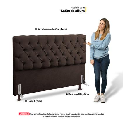 Cabeceira Cama Box Casal Queen Size Lylla 160cm Capitonê com Frame Suede Marrom - Abmaza Imagem de Cabeceira Cama Box Casal Queen Size Lylla 160cm Capitonê com Frame Suede Marrom - Abmaza